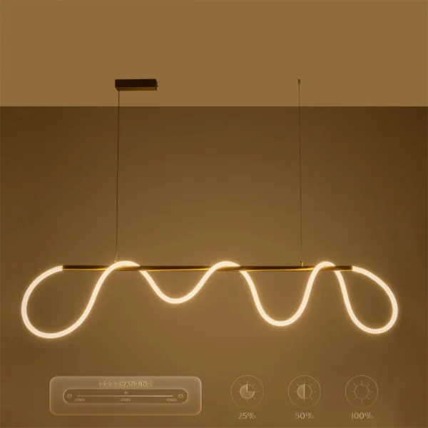 kelvo® GLOW 61663 Μοντέρνο Κρεμαστό Φωτιστικό Οροφής LED 45W 4500lm 360° AC 220-240V IP20 Ρυθμιζόμενο Λευκό CCT με Χειριστήριο από 2700K έως 6000K Dimmable - Lumileds SMD Chip - Χρυσό Πλατίνα & Λευκό Νήμα - Μ150 x Π35 x Υ50cm - 3 Χρόνια Εγγύηση - Image 15