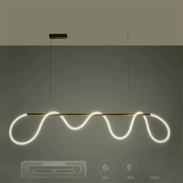 kelvo® GLOW 61663 Μοντέρνο Κρεμαστό Φωτιστικό Οροφής LED 45W 4500lm 360° AC 220-240V IP20 Ρυθμιζόμενο Λευκό CCT με Χειριστήριο από 2700K έως 6000K Dimmable - Lumileds SMD Chip - Χρυσό Πλατίνα & Λευκό Νήμα - Μ150 x Π35 x Υ50cm - 3 Χρόνια Εγγύηση - Image 16