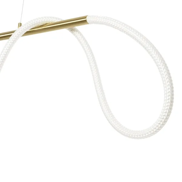 kelvo® GLOW 61663 Μοντέρνο Κρεμαστό Φωτιστικό Οροφής LED 45W 4500lm 360° AC 220-240V IP20 Ρυθμιζόμενο Λευκό CCT με Χειριστήριο από 2700K έως 6000K Dimmable - Lumileds SMD Chip - Χρυσό Πλατίνα & Λευκό Νήμα - Μ150 x Π35 x Υ50cm - 3 Χρόνια Εγγύηση - Image 6