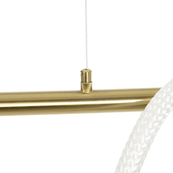 kelvo® GLOW 61663 Μοντέρνο Κρεμαστό Φωτιστικό Οροφής LED 45W 4500lm 360° AC 220-240V IP20 Ρυθμιζόμενο Λευκό CCT με Χειριστήριο από 2700K έως 6000K Dimmable - Lumileds SMD Chip - Χρυσό Πλατίνα & Λευκό Νήμα - Μ150 x Π35 x Υ50cm - 3 Χρόνια Εγγύηση - Image 8