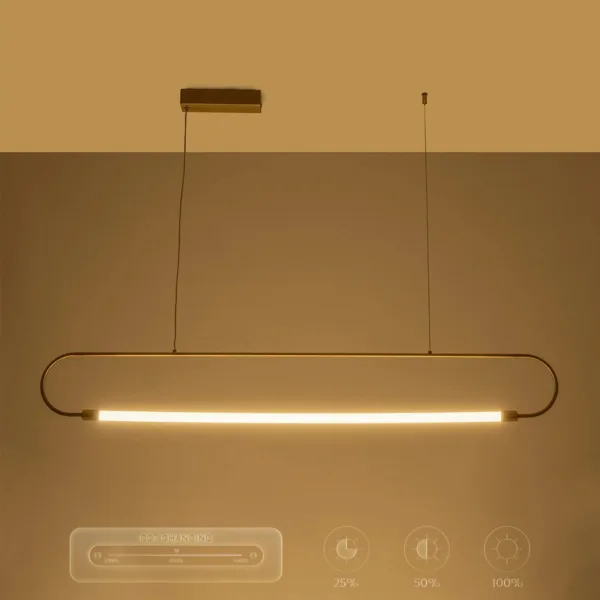 kelvo® GLOW 61664 Μοντέρνο Κρεμαστό Φωτιστικό Οροφής LED 15W 1500lm 360° AC 220-240V IP20 Ρυθμιζόμενο Λευκό CCT με Χειριστήριο από 2700K έως 6000K Dimmable - Lumileds SMD Chip - Χρυσό Πλατίνα & Λευκό Νήμα - Μ120 x Π3 x Υ25cm - 3 Χρόνια Εγγύηση - Image 14