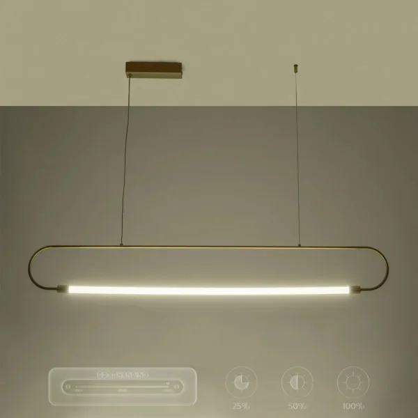 kelvo® GLOW 61664 Μοντέρνο Κρεμαστό Φωτιστικό Οροφής LED 15W 1500lm 360° AC 220-240V IP20 Ρυθμιζόμενο Λευκό CCT με Χειριστήριο από 2700K έως 6000K Dimmable - Lumileds SMD Chip - Χρυσό Πλατίνα & Λευκό Νήμα - Μ120 x Π3 x Υ25cm - 3 Χρόνια Εγγύηση - Image 15