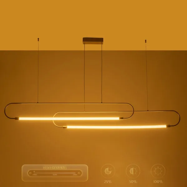 kelvo® GLOW 61665 Μοντέρνο Κρεμαστό Φωτιστικό Οροφής LED 28W 2800lm 360° AC 220-240V IP20 Ρυθμιζόμενο Λευκό CCT με Χειριστήριο από 2700K έως 6000K Dimmable - Lumileds SMD Chip - Χρυσό Πλατίνα & Λευκό Νήμα - Μ160 x Π3 x Υ25cm - 3 Χρόνια Εγγύηση - Image 15