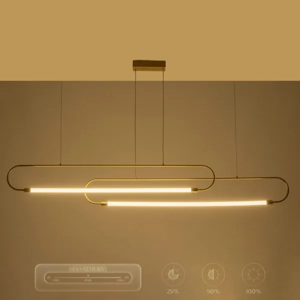 kelvo® GLOW 61665 Μοντέρνο Κρεμαστό Φωτιστικό Οροφής LED 28W 2800lm 360° AC 220-240V IP20 Ρυθμιζόμενο Λευκό CCT με Χειριστήριο από 2700K έως 6000K Dimmable - Lumileds SMD Chip - Χρυσό Πλατίνα & Λευκό Νήμα - Μ160 x Π3 x Υ25cm - 3 Χρόνια Εγγύηση - Image 16