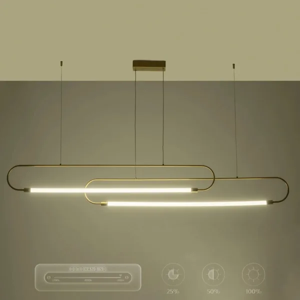 kelvo® GLOW 61665 Μοντέρνο Κρεμαστό Φωτιστικό Οροφής LED 28W 2800lm 360° AC 220-240V IP20 Ρυθμιζόμενο Λευκό CCT με Χειριστήριο από 2700K έως 6000K Dimmable - Lumileds SMD Chip - Χρυσό Πλατίνα & Λευκό Νήμα - Μ160 x Π3 x Υ25cm - 3 Χρόνια Εγγύηση - Image 17