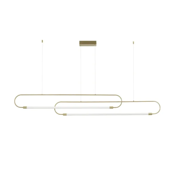 kelvo® GLOW 61665 Μοντέρνο Κρεμαστό Φωτιστικό Οροφής LED 28W 2800lm 360° AC 220-240V IP20 Ρυθμιζόμενο Λευκό CCT με Χειριστήριο από 2700K έως 6000K Dimmable - Lumileds SMD Chip - Χρυσό Πλατίνα & Λευκό Νήμα - Μ160 x Π3 x Υ25cm - 3 Χρόνια Εγγύηση - Image 2