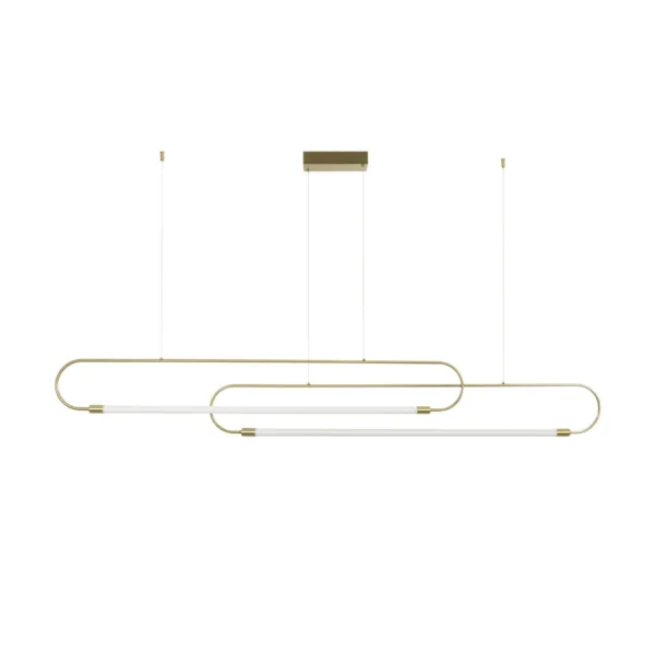 kelvo® GLOW 61665 Μοντέρνο Κρεμαστό Φωτιστικό Οροφής LED 28W 2800lm 360° AC 220-240V IP20 Ρυθμιζόμενο Λευκό CCT με Χειριστήριο από 2700K έως 6000K Dimmable - Lumileds SMD Chip - Χρυσό Πλατίνα & Λευκό Νήμα - Μ160 x Π3 x Υ25cm - 3 Χρόνια Εγγύηση - Image 3