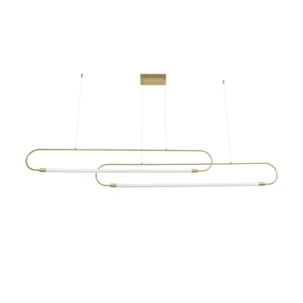 kelvo® GLOW 61665 Μοντέρνο Κρεμαστό Φωτιστικό Οροφής LED 28W 2800lm 360° AC 220-240V IP20 Ρυθμιζόμενο Λευκό CCT με Χειριστήριο από 2700K έως 6000K Dimmable - Lumileds SMD Chip - Χρυσό Πλατίνα & Λευκό Νήμα - Μ160 x Π3 x Υ25cm - 3 Χρόνια Εγγύηση - Image 4