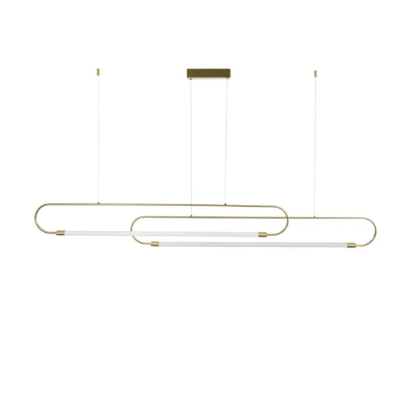 kelvo® GLOW 61665 Μοντέρνο Κρεμαστό Φωτιστικό Οροφής LED 28W 2800lm 360° AC 220-240V IP20 Ρυθμιζόμενο Λευκό CCT με Χειριστήριο από 2700K έως 6000K Dimmable - Lumileds SMD Chip - Χρυσό Πλατίνα & Λευκό Νήμα - Μ160 x Π3 x Υ25cm - 3 Χρόνια Εγγύηση - Image 5