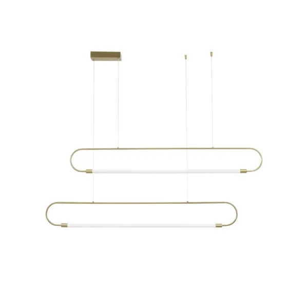 kelvo® GLOW 61665 Μοντέρνο Κρεμαστό Φωτιστικό Οροφής LED 28W 2800lm 360° AC 220-240V IP20 Ρυθμιζόμενο Λευκό CCT με Χειριστήριο από 2700K έως 6000K Dimmable - Lumileds SMD Chip - Χρυσό Πλατίνα & Λευκό Νήμα - Μ160 x Π3 x Υ25cm - 3 Χρόνια Εγγύηση - Image 6