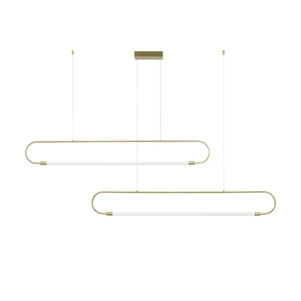 kelvo® GLOW 61665 Μοντέρνο Κρεμαστό Φωτιστικό Οροφής LED 28W 2800lm 360° AC 220-240V IP20 Ρυθμιζόμενο Λευκό CCT με Χειριστήριο από 2700K έως 6000K Dimmable - Lumileds SMD Chip - Χρυσό Πλατίνα & Λευκό Νήμα - Μ160 x Π3 x Υ25cm - 3 Χρόνια Εγγύηση - Image 7