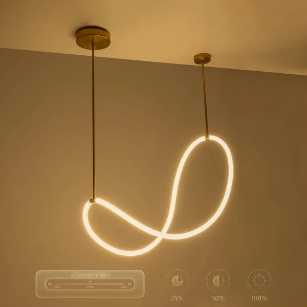 kelvo® GLOW 61667 Μοντέρνο Κρεμαστό Φωτιστικό Οροφής LED 34W 3400lm 360° AC 220-240V IP20 Ρυθμιζόμενο Λευκό CCT με Χειριστήριο από 2700K έως 6000K Dimmable - Lumileds SMD Chip - Χρυσό Πλατίνα & Λευκό Νήμα - Μ120 x Π120 x Υ60cm - 3 Χρόνια Εγγύηση - Image 14