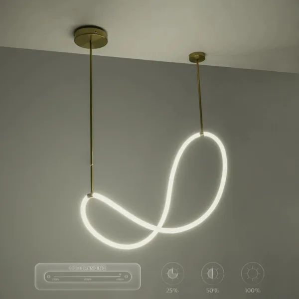 kelvo® GLOW 61667 Μοντέρνο Κρεμαστό Φωτιστικό Οροφής LED 34W 3400lm 360° AC 220-240V IP20 Ρυθμιζόμενο Λευκό CCT με Χειριστήριο από 2700K έως 6000K Dimmable - Lumileds SMD Chip - Χρυσό Πλατίνα & Λευκό Νήμα - Μ120 x Π120 x Υ60cm - 3 Χρόνια Εγγύηση - Image 15