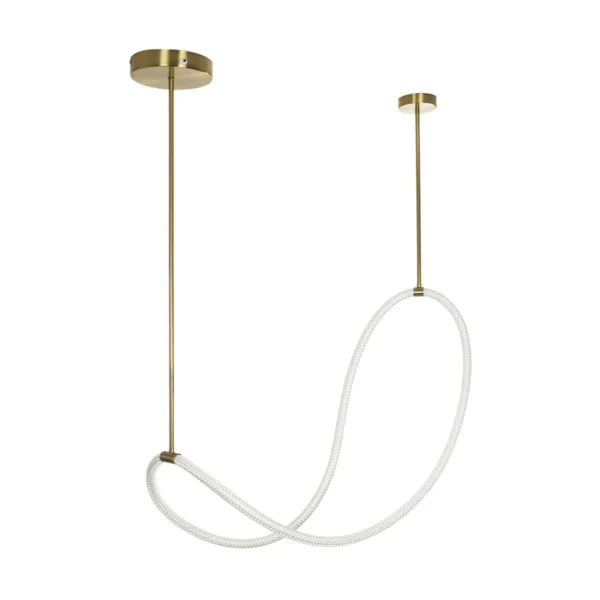 kelvo® GLOW 61667 Μοντέρνο Κρεμαστό Φωτιστικό Οροφής LED 34W 3400lm 360° AC 220-240V IP20 Ρυθμιζόμενο Λευκό CCT με Χειριστήριο από 2700K έως 6000K Dimmable - Lumileds SMD Chip - Χρυσό Πλατίνα & Λευκό Νήμα - Μ120 x Π120 x Υ60cm - 3 Χρόνια Εγγύηση - Image 3