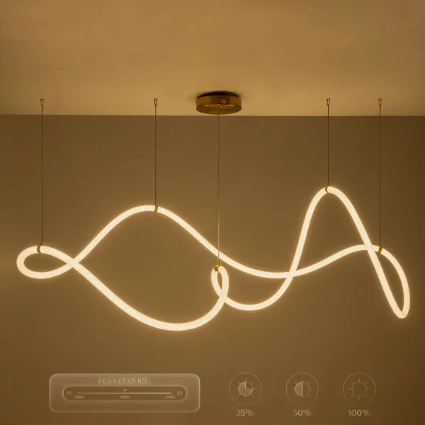 kelvo® GLOW 61668 Μοντέρνο Κρεμαστό Φωτιστικό Οροφής LED 65W 6500lm 360° AC 220-240V IP20 Ρυθμιζόμενο Λευκό CCT με Χειριστήριο από 2700K έως 6000K Dimmable - Lumileds SMD Chip - Χρυσό Πλατίνα & Λευκό Νήμα - Μ150 x Π150 x Υ80cm - 3 Χρόνια Εγγύηση - Image 16