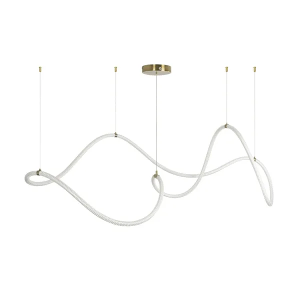 kelvo® GLOW 61668 Μοντέρνο Κρεμαστό Φωτιστικό Οροφής LED 65W 6500lm 360° AC 220-240V IP20 Ρυθμιζόμενο Λευκό CCT με Χειριστήριο από 2700K έως 6000K Dimmable - Lumileds SMD Chip - Χρυσό Πλατίνα & Λευκό Νήμα - Μ150 x Π150 x Υ80cm - 3 Χρόνια Εγγύηση - Image 3