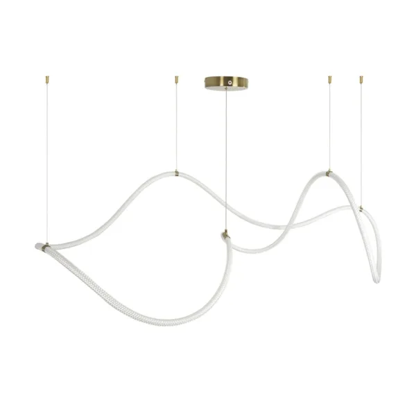 kelvo® GLOW 61668 Μοντέρνο Κρεμαστό Φωτιστικό Οροφής LED 65W 6500lm 360° AC 220-240V IP20 Ρυθμιζόμενο Λευκό CCT με Χειριστήριο από 2700K έως 6000K Dimmable - Lumileds SMD Chip - Χρυσό Πλατίνα & Λευκό Νήμα - Μ150 x Π150 x Υ80cm - 3 Χρόνια Εγγύηση - Image 5