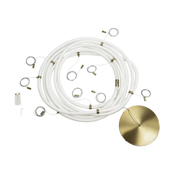 kelvo® GLOW 61669 Μοντέρνο Κρεμαστό Φωτιστικό Οροφής LED 105W 10500lm 360° AC 220-240V IP20 Ρυθμιζόμενο Λευκό CCT με Χειριστήριο από 2700K έως 6000K Dimmable - Lumileds SMD Chip - Χρυσό Πλατίνα & Λευκό Νήμα - Μ300 x Π300 x Υ120cm - 3 Χρόνια Εγγύηση - Image 10
