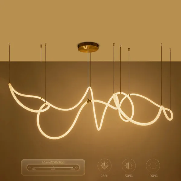 kelvo® GLOW 61669 Μοντέρνο Κρεμαστό Φωτιστικό Οροφής LED 105W 10500lm 360° AC 220-240V IP20 Ρυθμιζόμενο Λευκό CCT με Χειριστήριο από 2700K έως 6000K Dimmable - Lumileds SMD Chip - Χρυσό Πλατίνα & Λευκό Νήμα - Μ300 x Π300 x Υ120cm - 3 Χρόνια Εγγύηση - Image 13