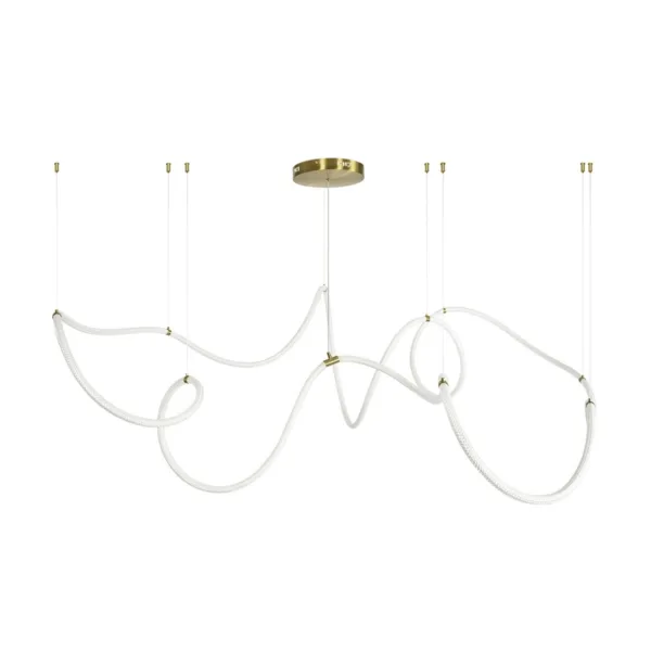 kelvo® GLOW 61669 Μοντέρνο Κρεμαστό Φωτιστικό Οροφής LED 105W 10500lm 360° AC 220-240V IP20 Ρυθμιζόμενο Λευκό CCT με Χειριστήριο από 2700K έως 6000K Dimmable - Lumileds SMD Chip - Χρυσό Πλατίνα & Λευκό Νήμα - Μ300 x Π300 x Υ120cm - 3 Χρόνια Εγγύηση - Image 3