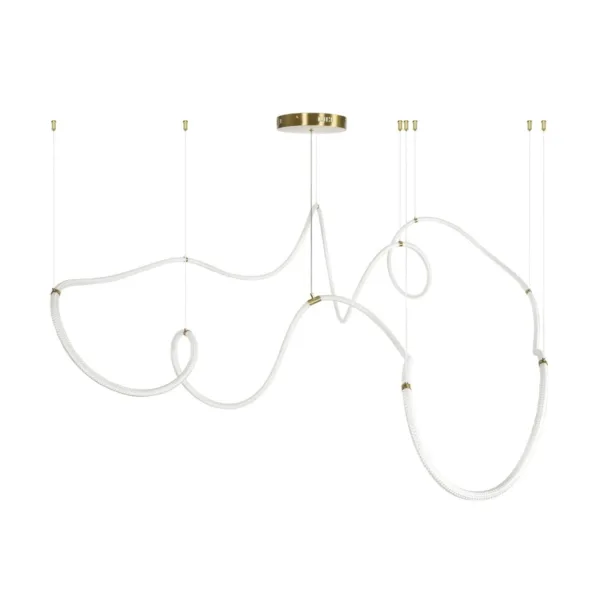 kelvo® GLOW 61669 Μοντέρνο Κρεμαστό Φωτιστικό Οροφής LED 105W 10500lm 360° AC 220-240V IP20 Ρυθμιζόμενο Λευκό CCT με Χειριστήριο από 2700K έως 6000K Dimmable - Lumileds SMD Chip - Χρυσό Πλατίνα & Λευκό Νήμα - Μ300 x Π300 x Υ120cm - 3 Χρόνια Εγγύηση - Image 5