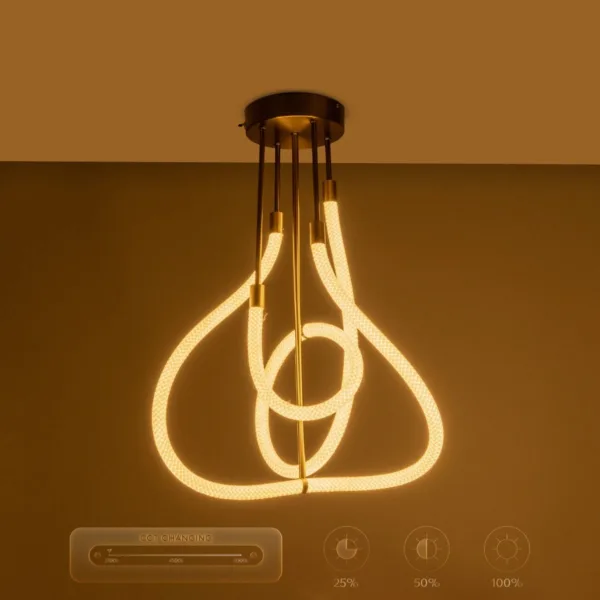 kelvo® GLOW 61670 Μοντέρνο Φωτιστικό Οροφής LED 40W 4000lm 360° AC 220-240V IP20 Ρυθμιζόμενο Λευκό CCT με Χειριστήριο από 2700K έως 6000K Dimmable - Lumileds SMD Chip - Χρυσό Πλατίνα & Λευκό Νήμα - Μ50 x Π50 x Υ70cm - 3 Χρόνια Εγγύηση - Image 12