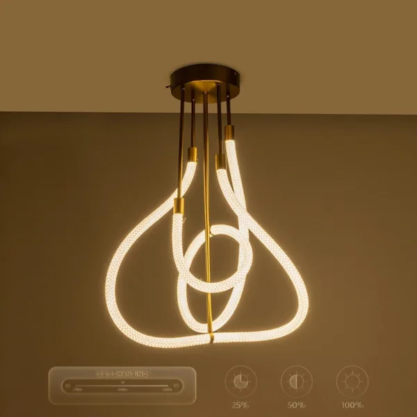 kelvo® GLOW 61670 Μοντέρνο Φωτιστικό Οροφής LED 40W 4000lm 360° AC 220-240V IP20 Ρυθμιζόμενο Λευκό CCT με Χειριστήριο από 2700K έως 6000K Dimmable - Lumileds SMD Chip - Χρυσό Πλατίνα & Λευκό Νήμα - Μ50 x Π50 x Υ70cm - 3 Χρόνια Εγγύηση - Image 13