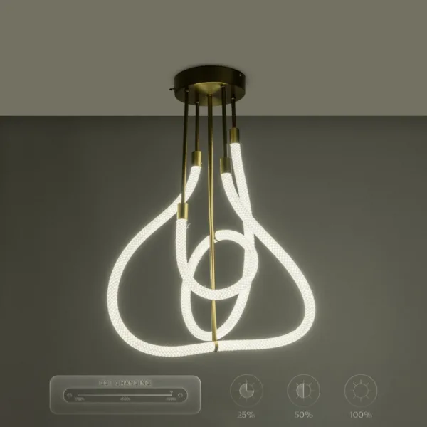 kelvo® GLOW 61670 Μοντέρνο Φωτιστικό Οροφής LED 40W 4000lm 360° AC 220-240V IP20 Ρυθμιζόμενο Λευκό CCT με Χειριστήριο από 2700K έως 6000K Dimmable - Lumileds SMD Chip - Χρυσό Πλατίνα & Λευκό Νήμα - Μ50 x Π50 x Υ70cm - 3 Χρόνια Εγγύηση - Image 14