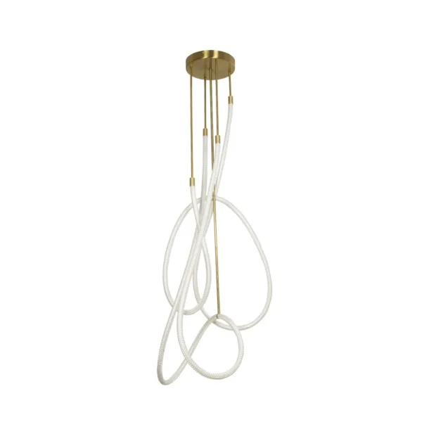 kelvo® GLOW 61671 Μοντέρνο Φωτιστικό Οροφής LED 85W 8500lm 360° AC 220-240V IP20 Ρυθμιζόμενο Λευκό CCT με Χειριστήριο από 2700K έως 6000K Dimmable - Lumileds SMD Chip - Χρυσό Πλατίνα & Λευκό Νήμα - Μ100 x Π100 x Υ140cm - 3 Χρόνια Εγγύηση - Image 2