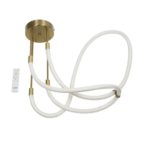 kelvo® GLOW 61672 Μοντέρνο Κρεμαστό Φωτιστικό Οροφής LED 42W 4200lm 360° AC 220-240V IP20 Ρυθμιζόμενο Λευκό CCT με Χειριστήριο από 2700K έως 6000K Dimmable - Lumileds SMD Chip - Χρυσό Πλατίνα & Λευκό Νήμα - Μ50 x Π50 x Υ70cm - 3 Χρόνια Εγγύηση - Image 11