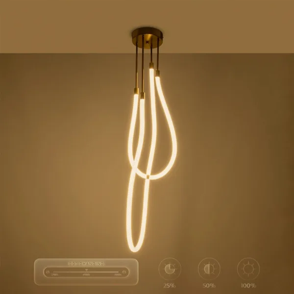 kelvo® GLOW 61672 Μοντέρνο Κρεμαστό Φωτιστικό Οροφής LED 42W 4200lm 360° AC 220-240V IP20 Ρυθμιζόμενο Λευκό CCT με Χειριστήριο από 2700K έως 6000K Dimmable - Lumileds SMD Chip - Χρυσό Πλατίνα & Λευκό Νήμα - Μ50 x Π50 x Υ70cm - 3 Χρόνια Εγγύηση - Image 15