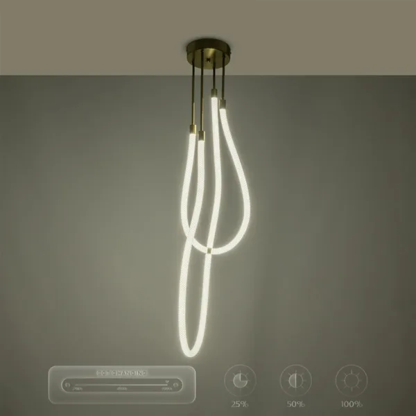 kelvo® GLOW 61672 Μοντέρνο Κρεμαστό Φωτιστικό Οροφής LED 42W 4200lm 360° AC 220-240V IP20 Ρυθμιζόμενο Λευκό CCT με Χειριστήριο από 2700K έως 6000K Dimmable - Lumileds SMD Chip - Χρυσό Πλατίνα & Λευκό Νήμα - Μ50 x Π50 x Υ70cm - 3 Χρόνια Εγγύηση - Image 16