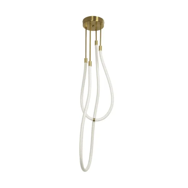 kelvo® GLOW 61672 Μοντέρνο Κρεμαστό Φωτιστικό Οροφής LED 42W 4200lm 360° AC 220-240V IP20 Ρυθμιζόμενο Λευκό CCT με Χειριστήριο από 2700K έως 6000K Dimmable - Lumileds SMD Chip - Χρυσό Πλατίνα & Λευκό Νήμα - Μ50 x Π50 x Υ70cm - 3 Χρόνια Εγγύηση - Image 2