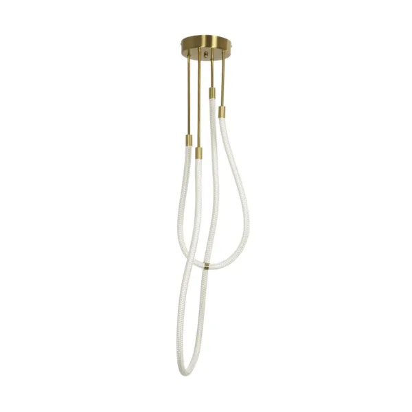 kelvo® GLOW 61672 Μοντέρνο Κρεμαστό Φωτιστικό Οροφής LED 42W 4200lm 360° AC 220-240V IP20 Ρυθμιζόμενο Λευκό CCT με Χειριστήριο από 2700K έως 6000K Dimmable - Lumileds SMD Chip - Χρυσό Πλατίνα & Λευκό Νήμα - Μ50 x Π50 x Υ70cm - 3 Χρόνια Εγγύηση - Image 3