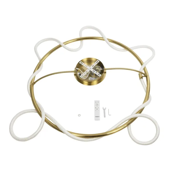 kelvo® GLOW 61674 Μοντέρνο Φωτιστικό Οροφής LED 65W 6500lm 360° AC 220-240V IP20 Ρυθμιζόμενο Λευκό CCT με Χειριστήριο από 2700K έως 6000K Dimmable - Lumileds SMD Chip - Χρυσό Πλατίνα & Λευκό Νήμα - Μ100 x Π100 x Υ30cm - 3 Χρόνια Εγγύηση - Image 10