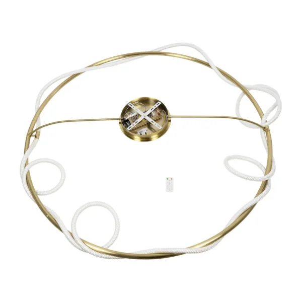 kelvo® GLOW 61675 Μοντέρνο Φωτιστικό Οροφής LED 89W 8900lm 360° AC 220-240V IP20 Ρυθμιζόμενο Λευκό CCT με Χειριστήριο από 2700K έως 6000K Dimmable - Lumileds SMD Chip - Χρυσό Πλατίνα & Λευκό Νήμα - Μ150 x Π150 x Υ30cm - 3 Χρόνια Εγγύηση - Image 10