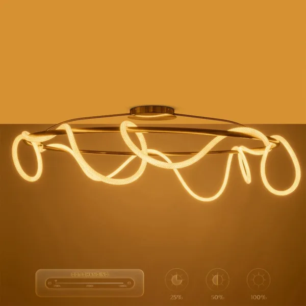 kelvo® GLOW 61675 Μοντέρνο Φωτιστικό Οροφής LED 89W 8900lm 360° AC 220-240V IP20 Ρυθμιζόμενο Λευκό CCT με Χειριστήριο από 2700K έως 6000K Dimmable - Lumileds SMD Chip - Χρυσό Πλατίνα & Λευκό Νήμα - Μ150 x Π150 x Υ30cm - 3 Χρόνια Εγγύηση - Image 12
