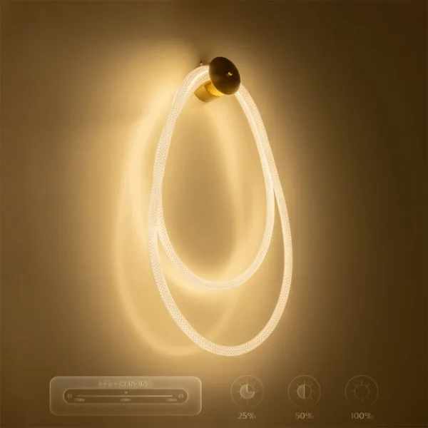kelvo® GLOW 61676 Μοντέρνο Φωτιστικό Τοίχου - Απλίκα LED 45W 4500lm 360° AC 220-240V IP20 Ρυθμιζόμενο Λευκό CCT με Χειριστήριο από 2700K έως 6000K Dimmable - Lumileds SMD Chip - Χρυσό Πλατίνα & Λευκό Νήμα - Μ30 x Π15 x Υ110cm - 3 Χρόνια Εγγύηση - Image 13