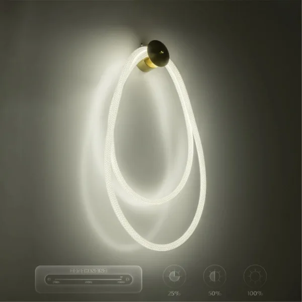 kelvo® GLOW 61676 Μοντέρνο Φωτιστικό Τοίχου - Απλίκα LED 45W 4500lm 360° AC 220-240V IP20 Ρυθμιζόμενο Λευκό CCT με Χειριστήριο από 2700K έως 6000K Dimmable - Lumileds SMD Chip - Χρυσό Πλατίνα & Λευκό Νήμα - Μ30 x Π15 x Υ110cm - 3 Χρόνια Εγγύηση - Image 14