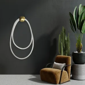 kelvo® GLOW 61676 Μοντέρνο Φωτιστικό Τοίχου - Απλίκα LED 45W 4500lm 360° AC 220-240V IP20 Ρυθμιζόμενο Λευκό CCT με Χειριστήριο από 2700K έως 6000K Dimmable - Lumileds SMD Chip - Χρυσό Πλατίνα & Λευκό Νήμα - Μ30 x Π15 x Υ110cm - 3 Χρόνια Εγγύηση
