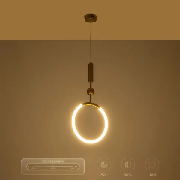 kelvo® GLOW 61678 Μοντέρνο Κρεμαστό Φωτιστικό Οροφής LED 18W 1800lm 360° AC 220-240V IP20 Ρυθμιζόμενο Λευκό CCT με On/Off 2700K/4500K/6000K - Lumileds SMD Chip - Χρυσό Πλατίνα & Λευκό Νήμα - Μ30 x Π30 x Υ65cm - 3 Χρόνια Εγγύηση - Image 13