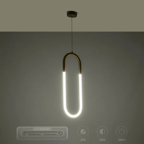 kelvo® GLOW 61679 Μοντέρνο Κρεμαστό Φωτιστικό Οροφής LED 18W 1800lm 360° AC 220-240V IP20 Ρυθμιζόμενο Λευκό CCT με On/Off 2700K/4500K/6000K - Lumileds SMD Chip - Χρυσό Πλατίνα & Λευκό Νήμα - Μ20 x Π5 x Υ60cm - 3 Χρόνια Εγγύηση - Image 14