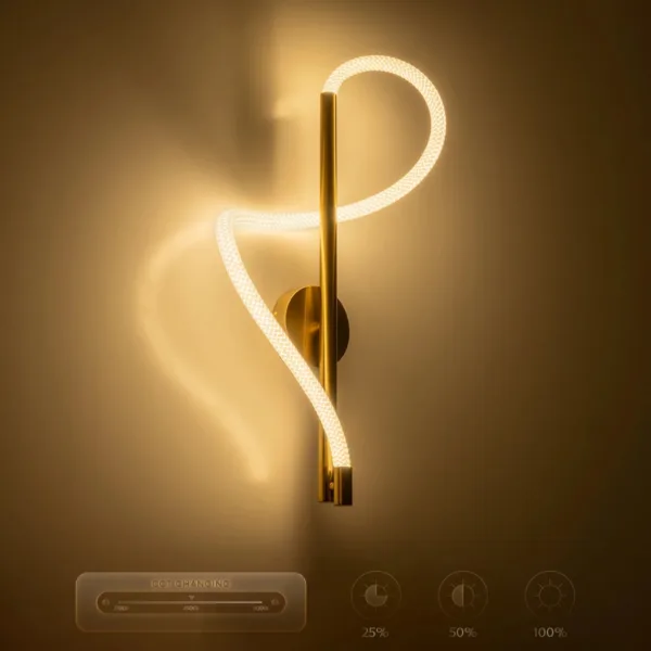 kelvo® GLOW 61682 Μοντέρνο Φωτιστικό Τοίχου - Απλίκα LED 24W 2400lm 360° AC 220-240V IP20 Ρυθμιζόμενο Λευκό CCT με On/Off 2700K/4500K/6000K - Lumileds SMD Chip - Χρυσό Πλατίνα & Λευκό Νήμα - Μ30 x Π15 x Υ70cm - 3 Χρόνια Εγγύηση - Image 10