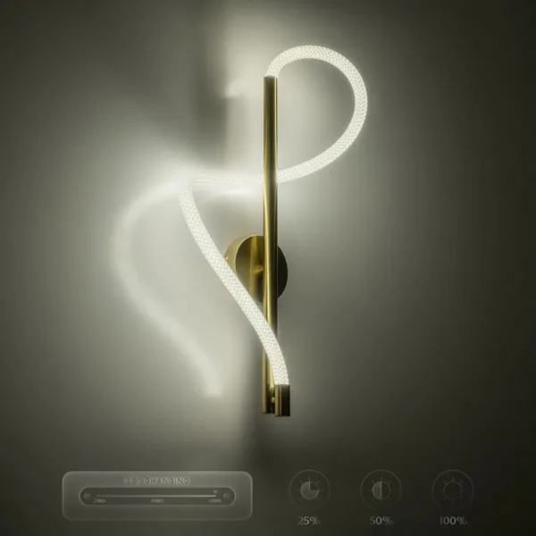 kelvo® GLOW 61682 Μοντέρνο Φωτιστικό Τοίχου - Απλίκα LED 24W 2400lm 360° AC 220-240V IP20 Ρυθμιζόμενο Λευκό CCT με On/Off 2700K/4500K/6000K - Lumileds SMD Chip - Χρυσό Πλατίνα & Λευκό Νήμα - Μ30 x Π15 x Υ70cm - 3 Χρόνια Εγγύηση - Image 11