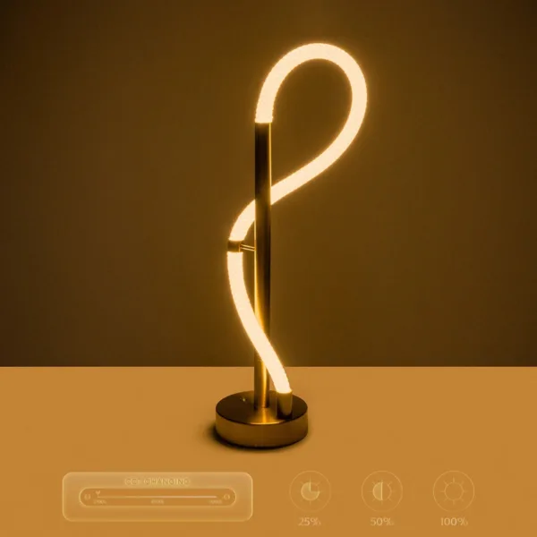 kelvo® GLOW 61685 Μοντέρνο Επιτραπέζιο Φωτιστικό Πορτατίφ LED 18W 1800lm 360° AC 220-240V IP20 Ρυθμιζόμενο Λευκό CCT με Αφή 2700K/4500K/6000K Dimmable - Lumileds SMD Chip - Χρυσό Πλατίνα & Λευκό Νήμα - Μ30 x Π30 x Υ60cm - 3 Χρόνια Εγγύηση - Image 14