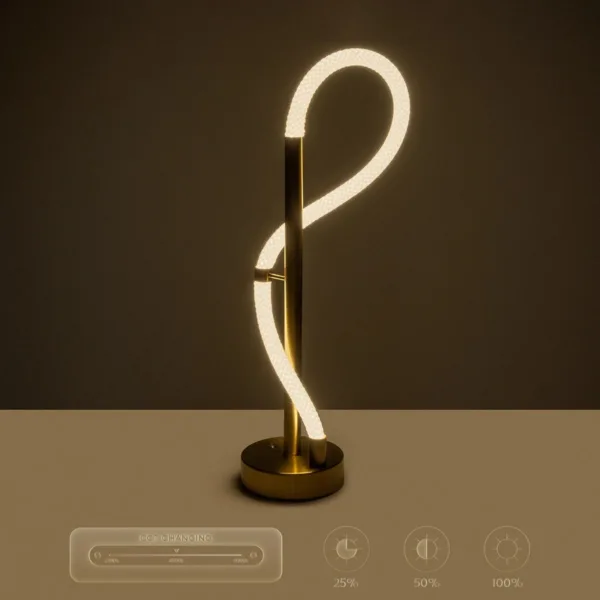 kelvo® GLOW 61685 Μοντέρνο Επιτραπέζιο Φωτιστικό Πορτατίφ LED 18W 1800lm 360° AC 220-240V IP20 Ρυθμιζόμενο Λευκό CCT με Αφή 2700K/4500K/6000K Dimmable - Lumileds SMD Chip - Χρυσό Πλατίνα & Λευκό Νήμα - Μ30 x Π30 x Υ60cm - 3 Χρόνια Εγγύηση - Image 15