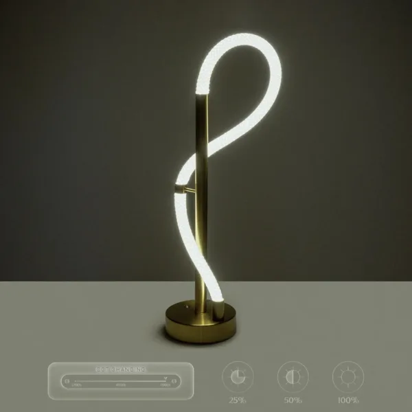 kelvo® GLOW 61685 Μοντέρνο Επιτραπέζιο Φωτιστικό Πορτατίφ LED 18W 1800lm 360° AC 220-240V IP20 Ρυθμιζόμενο Λευκό CCT με Αφή 2700K/4500K/6000K Dimmable - Lumileds SMD Chip - Χρυσό Πλατίνα & Λευκό Νήμα - Μ30 x Π30 x Υ60cm - 3 Χρόνια Εγγύηση - Image 16