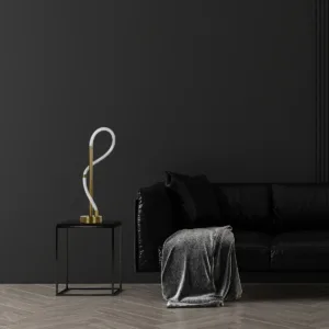 kelvo® GLOW 61685 Μοντέρνο Επιτραπέζιο Φωτιστικό Πορτατίφ LED 18W 1800lm 360° AC 220-240V IP20 Ρυθμιζόμενο Λευκό CCT με Αφή 2700K/4500K/6000K Dimmable - Lumileds SMD Chip - Χρυσό Πλατίνα & Λευκό Νήμα - Μ30 x Π30 x Υ60cm - 3 Χρόνια Εγγύηση