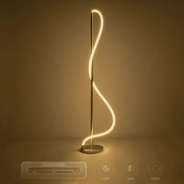 kelvo® GLOW 61686 Μοντέρνο Επιδαπέδιο Φωτιστικό LED 30W 3000lm 360° AC 220-240V IP20 Ρυθμιζόμενο Λευκό CCT με Αφή 2700K/4500K/6000K Dimmable - Lumileds SMD Chip - Χρυσό Πλατίνα & Λευκό Νήμα - Μ45 x Π45 x Υ160cm - 3 Χρόνια Εγγύηση - Image 13