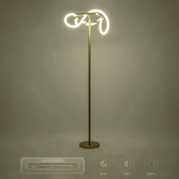 kelvo® GLOW 61687 Μοντέρνο Επιδαπέδιο Φωτιστικό LED 30W 3000lm 360° AC 220-240V IP20 Ρυθμιζόμενο Λευκό CCT με Αφή 2700K/4500K/6000K Dimmable - Lumileds SMD Chip - Χρυσό Πλατίνα & Λευκό Νήμα - Μ45 x Π45 x Υ160cm - 3 Χρόνια Εγγύηση - Image 13